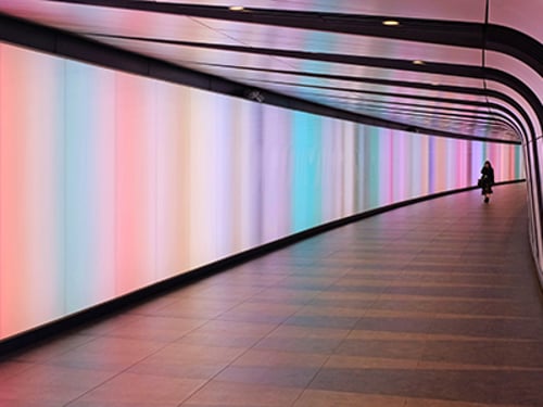 Illuminated hallway Colorful, illuminated hallway